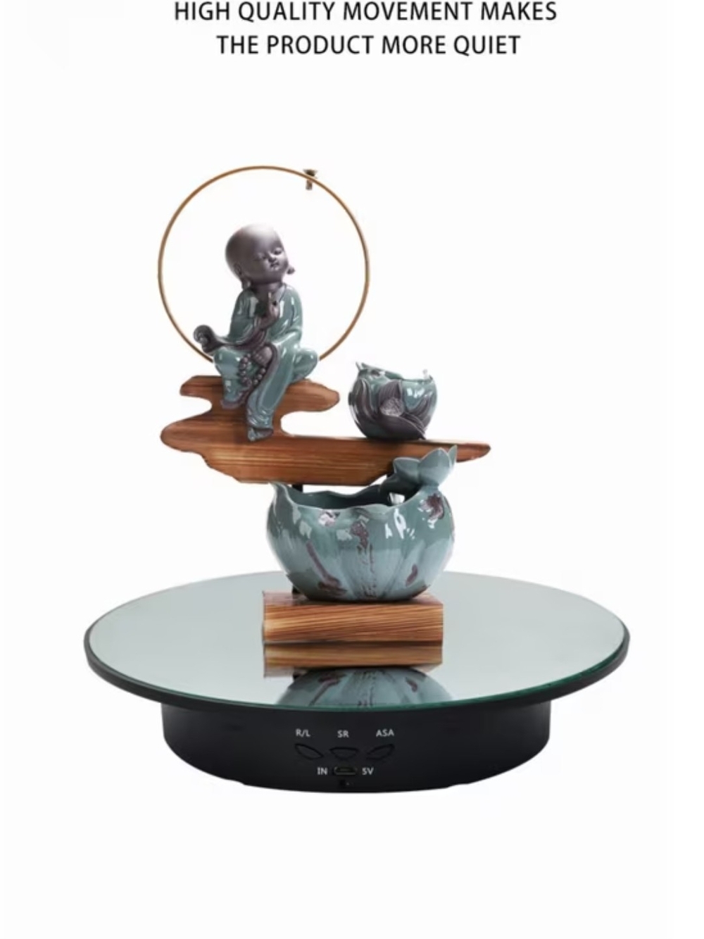 Rotating MIRRORED  Display Turntable - Silver Top, Black Base - Picture 5 of 6